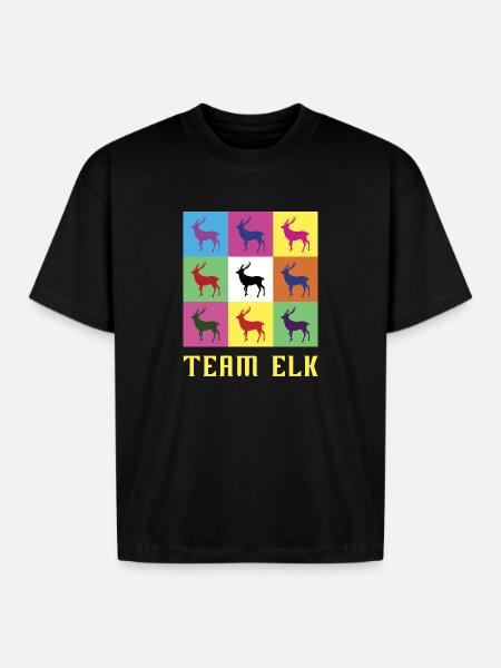 Team Elk - Boxy Fit Unisex T-Shirt - black
