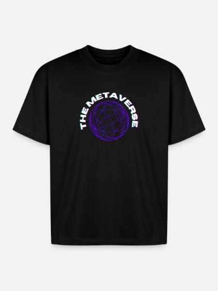 Metaverse Globe Neon Print - Boxy Fit Unisex T-Shirt - black