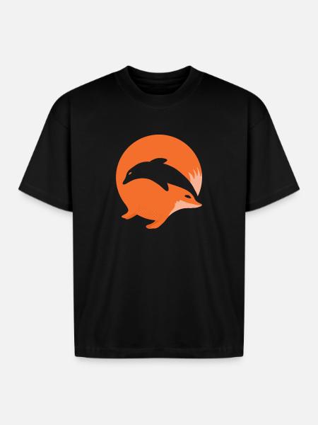 Fox or Dolphin in this fun optical illusion - Boxy Fit Unisex T-Shirt - black