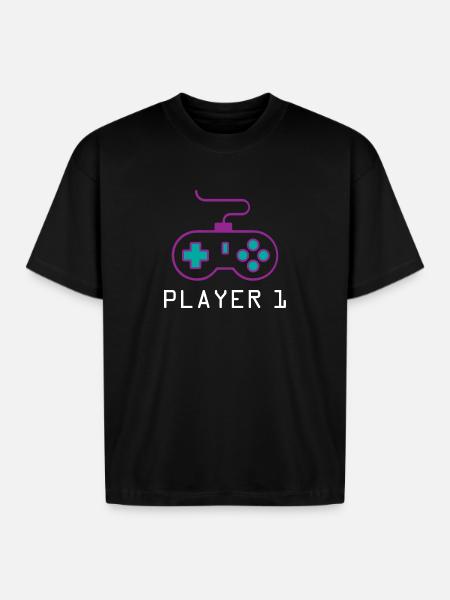 Player 1 Gamer - Boxy Fit Unisex T-Shirt - black