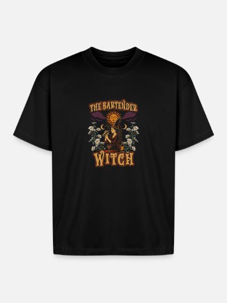 Bartender Mixologist The Bartender Witch - Boxy Fit Unisex T-Shirt - black