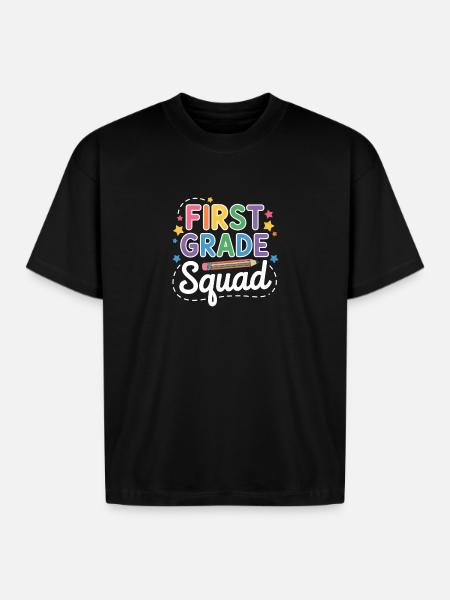 First Grade Squad Back To School - Boxy Fit Unisex T-Shirt - black