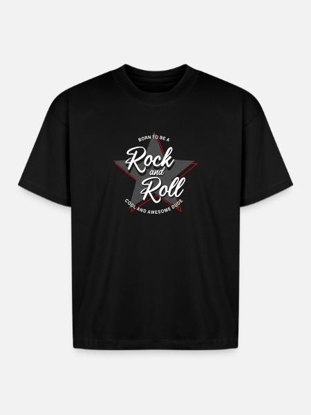 Born to Rock and Roll Star Design - Boxy Fit Unisex T-Shirt - black