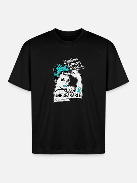 Unbreakable Ovarian Cancer Warrior - Boxy Fit Unisex T-Shirt - black