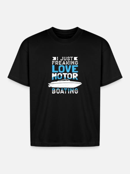 Motorboat Love Motor Boating - Boxy Fit Unisex T-Shirt - black