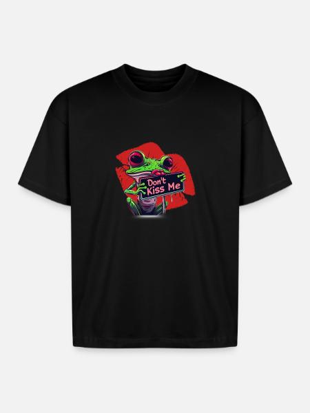 Dont Kiss Me Frog Popart - Boxy Fit Unisex T-Shirt - black