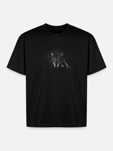 Wolf Silhouette Mono - Boxy Fit Unisex T-Shirt - black