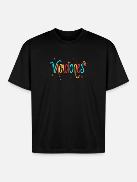 Vacaciones Rainbow Handletter - Boxy Fit Unisex T-Shirt - black