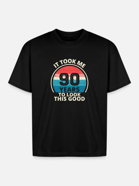 90th Birthday - Boxy Fit Unisex T-Shirt - black