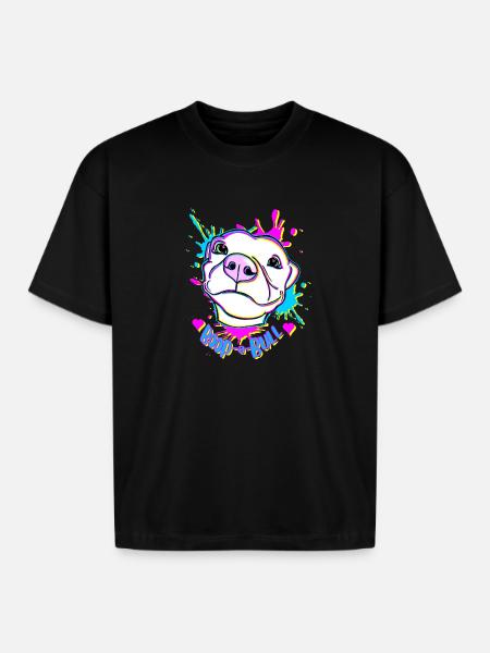 Boop-a-Bull Neon Splash - Boxy Fit Unisex T-Shirt - black