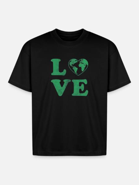 Love Your Mother Earth Graphic - Boxy Fit Unisex T-Shirt - black