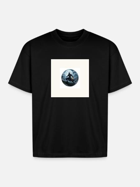 Moonlit Shadow Ninja Circle - Boxy Fit Unisex T-Shirt - black