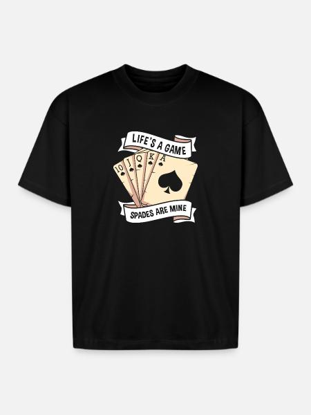 Spades Casino Card Game - Boxy Fit Unisex T-Shirt - black