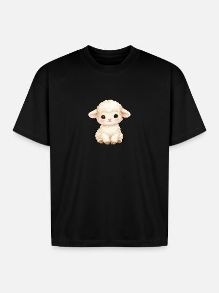 Pastel Lamb - Boxy Fit Unisex T-Shirt - black