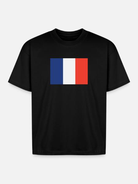 Vertical French Flag Trio - Boxy Fit Unisex T-Shirt - black