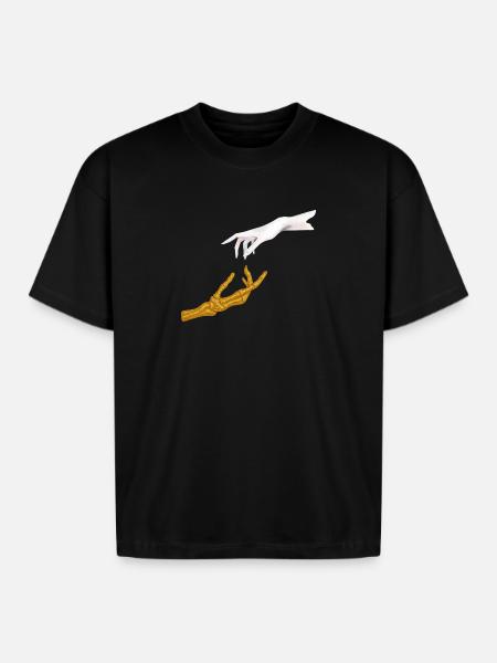 Glittering Hand Connection - Boxy Fit Unisex T-Shirt - black