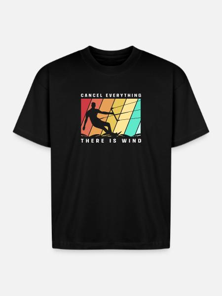 Kite Boarding Summer Kitesurfing - Boxy Fit Unisex T-Shirt - black