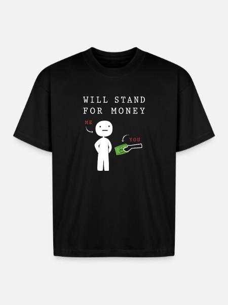 Money Meme Millennial Humor - Boxy Fit Unisex T-Shirt - black