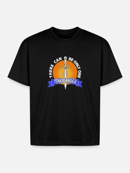 Marylander Sword Emblem Crest - Boxy Fit Unisex T-Shirt - black