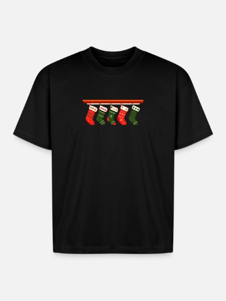 christmas socks t shirt design - Boxy Fit Unisex T-Shirt - black