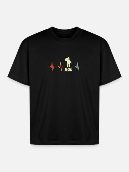 80s Enthusiast ECG - Boxy Fit Unisex T-Shirt - black