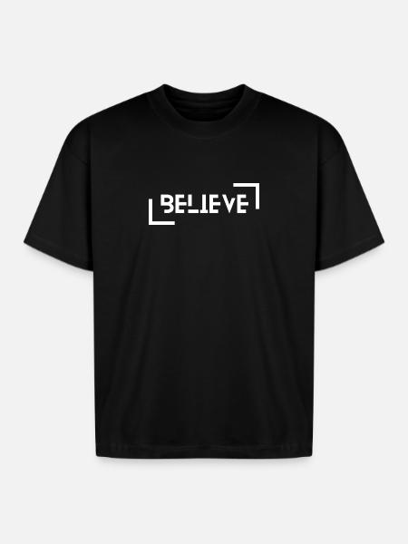 Believe-minimal-design - Boxy Fit Unisex T-Shirt - black