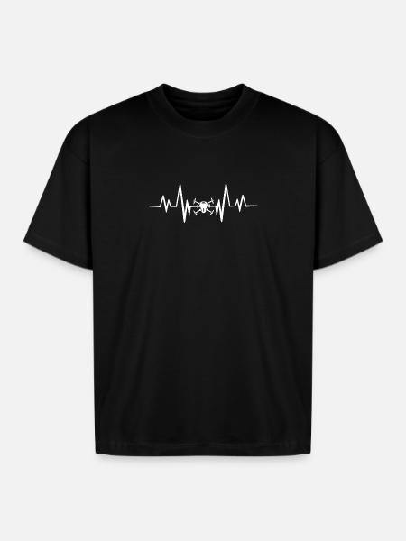 Drone heartbeat - Boxy Fit Unisex T-Shirt - black