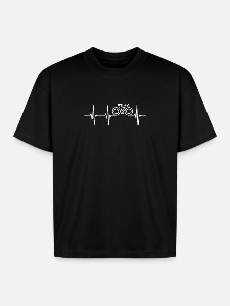 Heartbeat Biker ECG - Boxy Fit Unisex T-Shirt - black