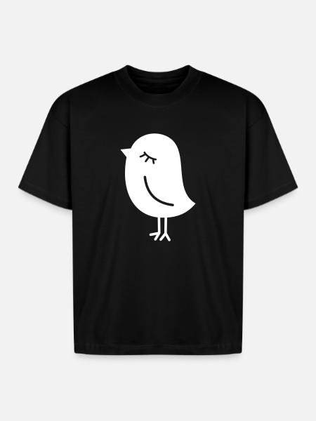 Cute Sparrow Chick – Tweeting Birdie - Boxy Fit Unisex T-Shirt - black