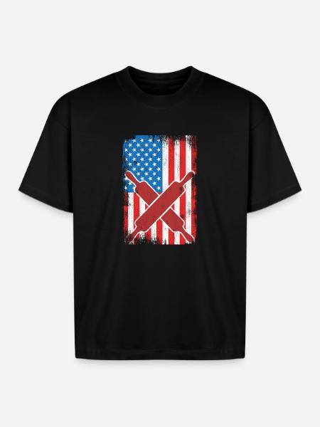 Baking USA Flag - Boxy Fit Unisex T-Shirt - black