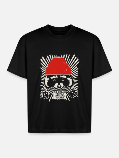 Raccoon DEVO Hat Poster – Bold Political Art Print - Boxy Fit Unisex T-Shirt - black
