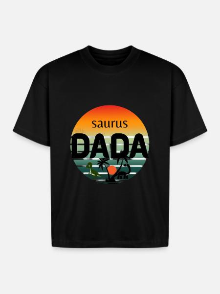 Prehistoric Dinosaur Sunset Design - Boxy Fit Unisex T-Shirt - black