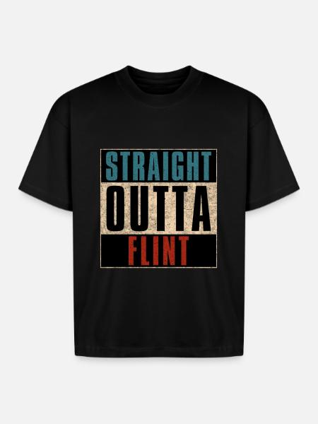 Straight Outta Flint Michigan MI - Boxy Fit Unisex T-Shirt - black