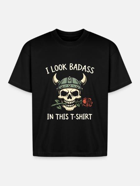 Badass Skull Viking Tee - Boxy Fit Unisex T-Shirt - black