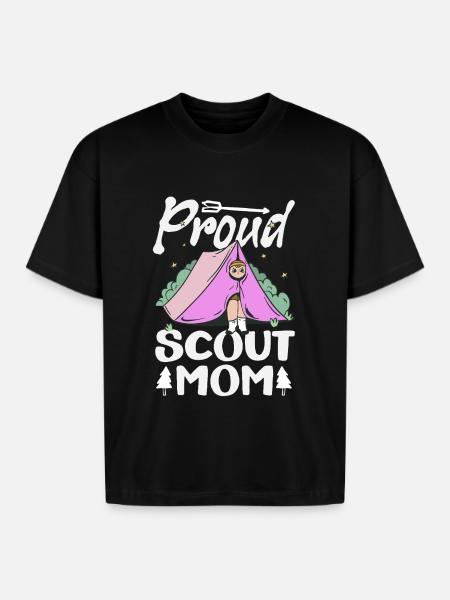 Proud Scout Mom Scouting Mother Camp - Boxy Fit Unisex T-Shirt - black