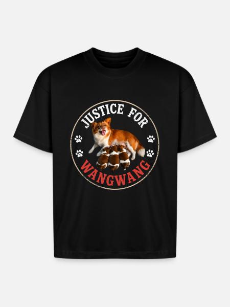 Justice For Wangwang Dog - Boxy Fit Unisex T-Shirt - black