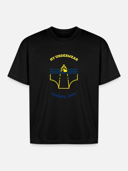 Funny Ship Underwear Summer Teez - Boxy Fit Unisex T-Shirt - black