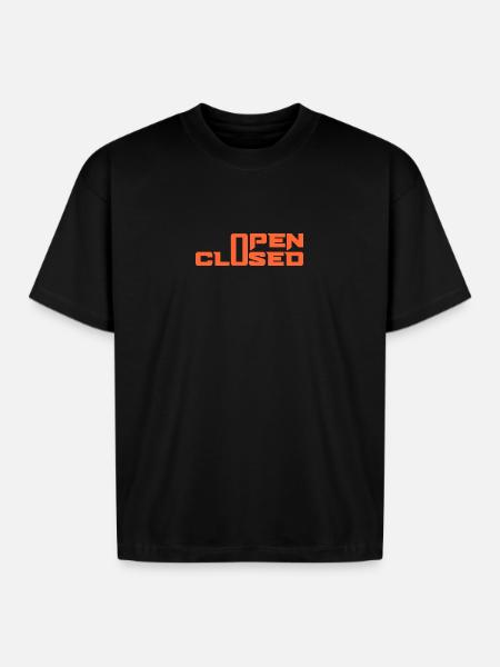 OPEN CLOSED - Boxy Fit Unisex T-Shirt - black