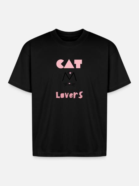 Cat lovers - Boxy Fit Unisex T-Shirt - black