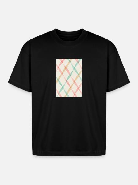 Pastel Diagonal Plaid - Boxy Fit Unisex T-Shirt - black