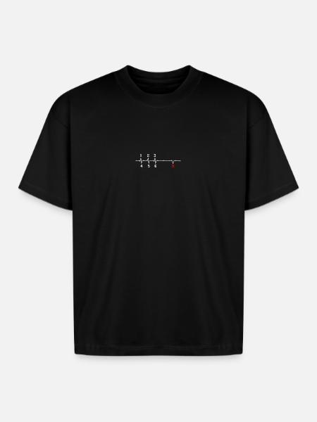 Red R Pulse ECG Rhythm - Boxy Fit Unisex T-Shirt - black