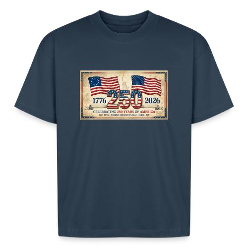 USA 250th Anniversary Flags Emblem - Boxy Fit Unisex T-Shirt