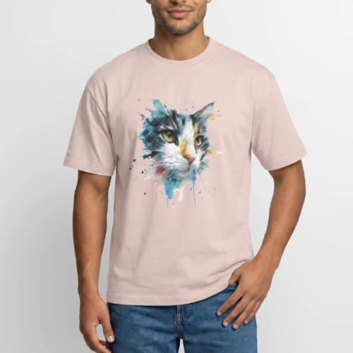Watercolor cat face - Boxy Fit Unisex T-Shirt