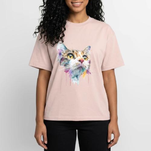 Chromatic Cat Splash - Boxy Fit Unisex T-Shirt