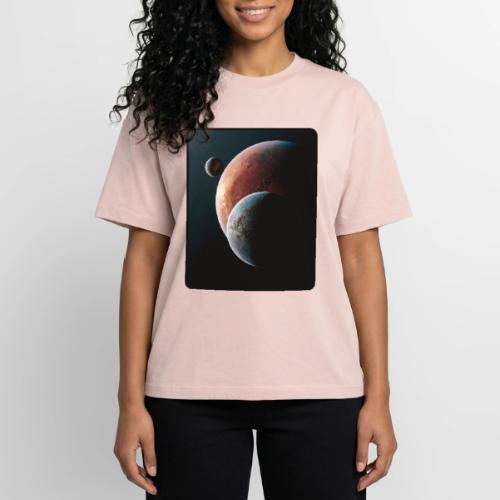 Three Planets Deep Space Design - Boxy Fit Unisex T-Shirt
