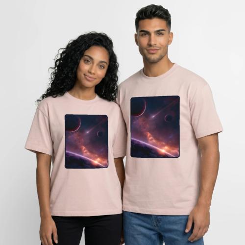 Cosmic Sunset Nebula Space Art - Boxy Fit Unisex T-Shirt