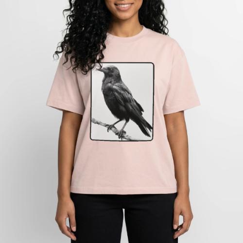 Raven Black and White Art Design - Boxy Fit Unisex T-Shirt