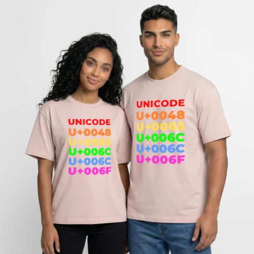 Hello, in unicode - Boxy Fit Unisex T-Shirt