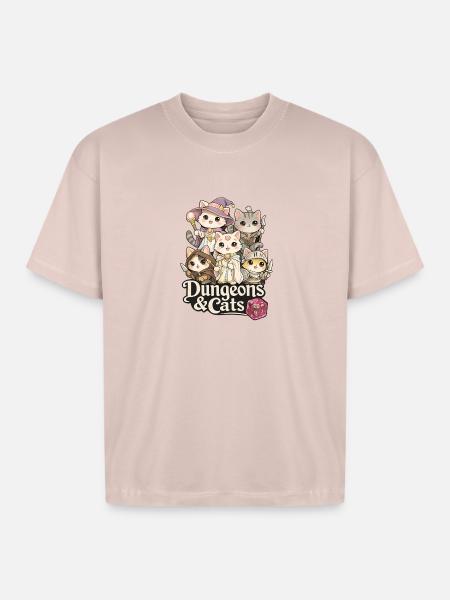 Dungeons & Cats - Boxy Fit Unisex T-Shirt - blush pink 