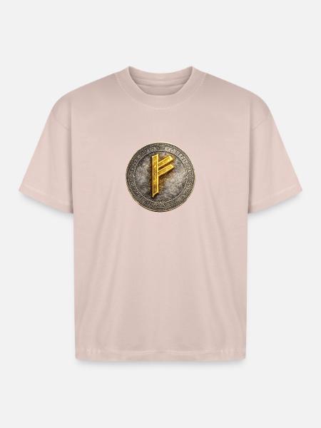 Rune Coin of Dawn - Boxy Fit Unisex T-Shirt - blush pink